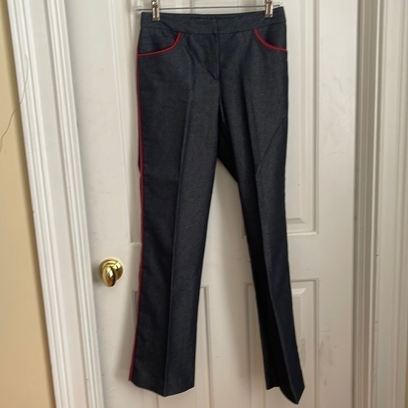 Trina Turk blue pants with red detail high waisted - Picture 1 of 8